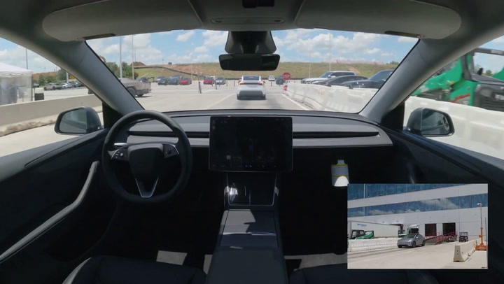 Moment Tesla car drives itself from factory to new owner in world