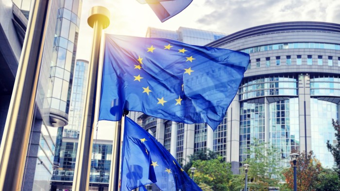 EU flags in Brussels