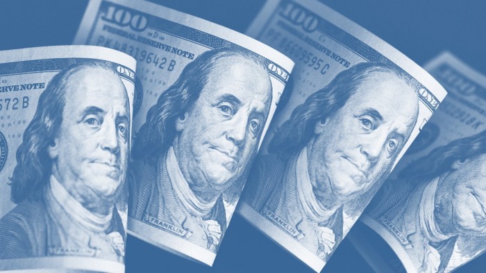 Montage of US dollar banknotes