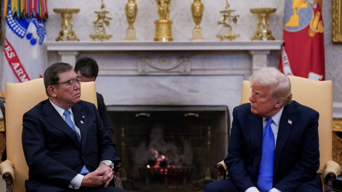 US President Donald Trump and Japan’s Prime Minister Shigeru Ishiba at the White House in February
