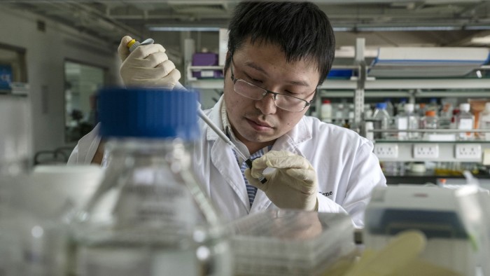 A researcher working in a laboratory