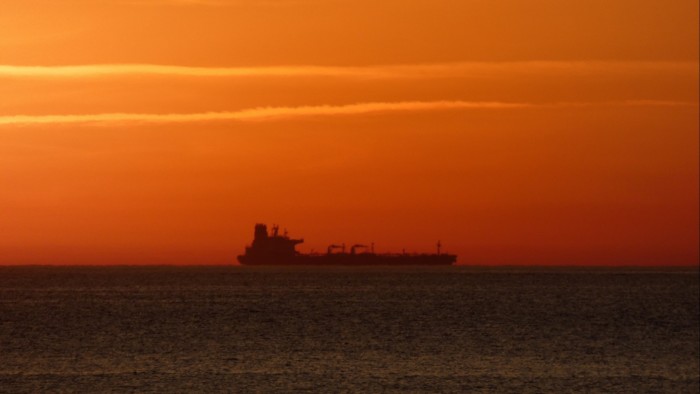 A tanker sails through the Baltic off the north German coast