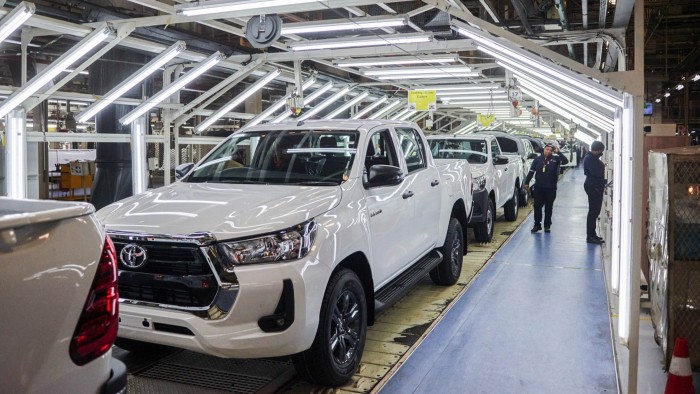 automobiles pass through quality control at the Toyota manufacturing plant