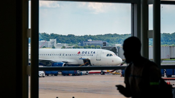 A Delta Air Lines plane at Ronald Reagan Washington National Airport