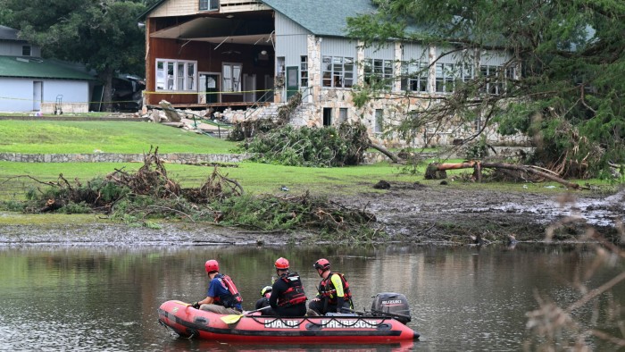 Rescue workers in a boat