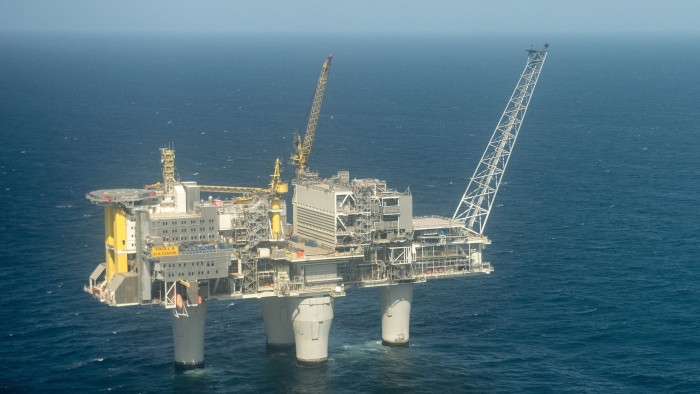 A natural gas platform stands in the North Sea