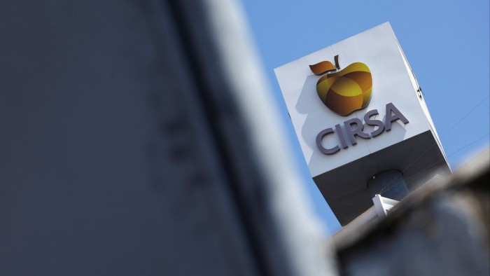 Cirsa logo at its headquarters in Barcelona, Spain