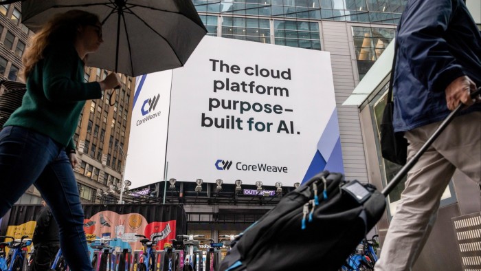 CoreWeave signage in Times Square, New York, US