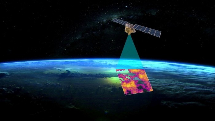 A rendering of a satellite that will be used to track methane emissions is shown in a handout from MethaneSAT