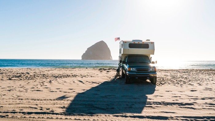 An RV on the beach in Oregan