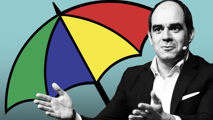 Montage of L&G chief executive António Simões and the L&G umbrella logo